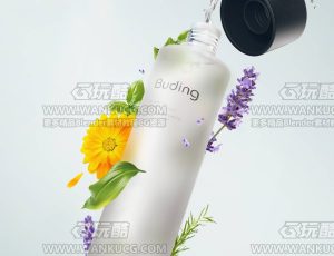 高端爽肤水渲染场景C4D工程源文件