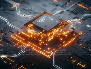 科幻芯片渲染场景C4D工程源文件