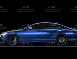 蓝色汽车渲染场景C4D工程源文件