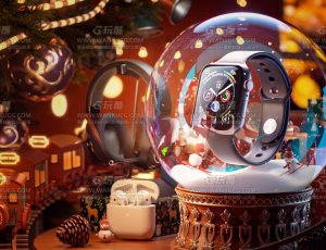 圣诞3C渲染场景C4D工程源文件