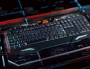 科幻机械键盘渲染场景C4D工程源文件