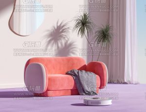 客厅扫地机器人渲染场景C4D工程源文件