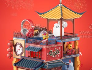 年货节3C渲染场景C4D工程源文件