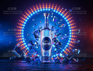 酒瓶包装渲染场景C4D工程源文件