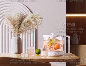 热水壶渲染场景C4D工程源文件