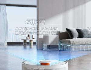 扫地机器人客厅渲染场景C4D工程源文件