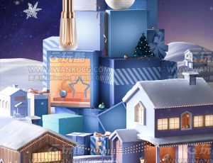 圣诞节场景产品渲染场景C4D工程源文件