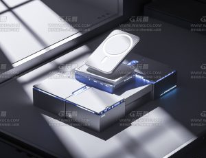 无线充电渲染场景C4D工程源文件