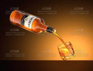 RF酒水渲染场景C4D工程源文件