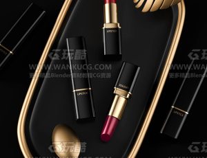 高端口红渲染场景C4D工程源文件