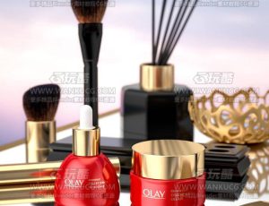 化妆品组合渲染场景C4D工程源文件