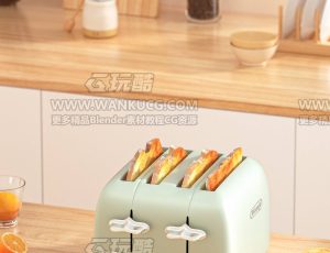 家庭面包机渲染场景C4D工程源文件