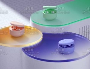 简约蓝牙耳机渲染场景C4D工程源文件