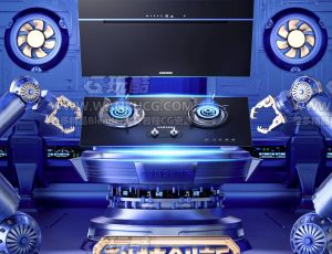 科技618电器渲染场景C4D工程源文件