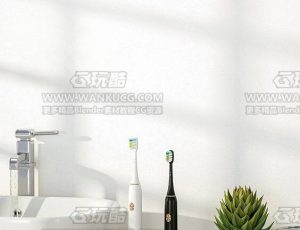 清新电动牙刷渲染场景C4D工程源文件
