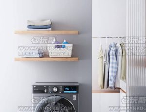 LG洗衣机渲染场景C4D工程源文件