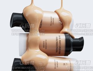 粉底液高级渲染场景C4D工程源文件