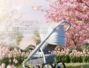 婴儿车春游渲染场景C4D工程源文件