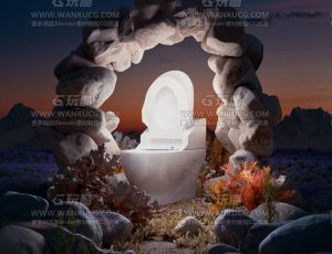 智能马桶渲染场景C4D工程源文件