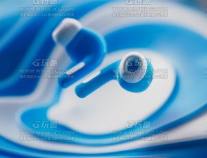 蓝色氛围蓝牙耳机渲染场景C4D工程源文件