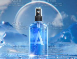 蓝色氛围瓶子渲染场景C4D工程源文件