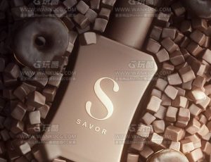 甜甜圈零食与瓶子渲染场景C4D工程源文件