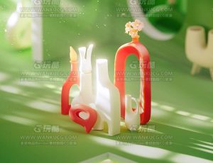 小清新静物渲染场景C4D工程源文件