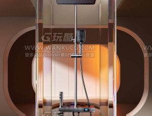 花洒黑渲染场景C4D工程源文件