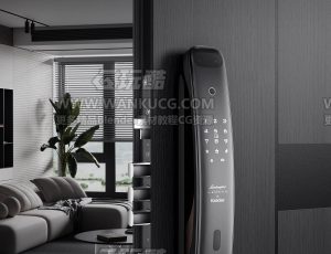 智能门锁渲染场景C4D工程源文件