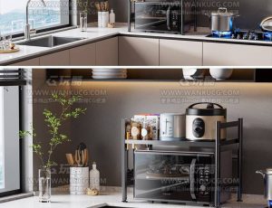 厨房收纳架渲染场景C4D工程源文件