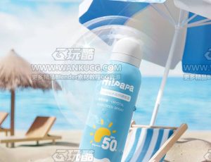 防晒喷雾渲染场景C4D工程源文件