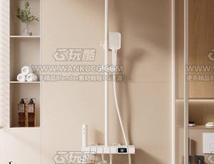 花洒白渲染场景C4D工程源文件