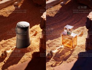 沙地香水音响产品展示渲染场景C4D工程源文件