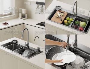 洗碗机水槽渲染场景C4D工程源文件