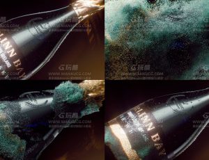 香槟特效粒子汇聚渲染场景C4D工程源文件