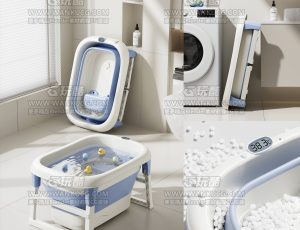 折叠浴盆渲染场景C4D工程源文件