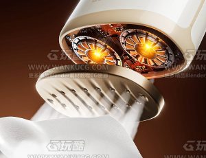 电熨斗喷气渲染场景C4D工程源文件