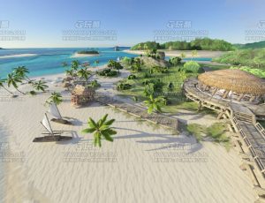 大型海滩休闲区Blend工程源文件