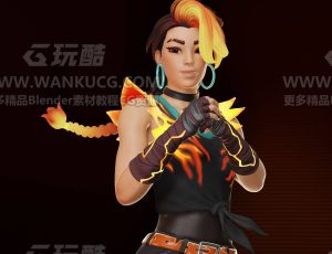 酷炫时髦黄色风格女战士Blender模型
