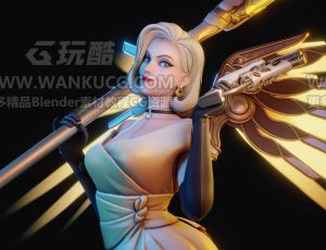 性感的天使机械女战士Blender模型