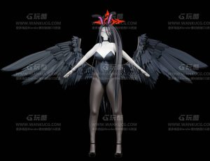 黑色翅膀卡通兔女孩Blend模型