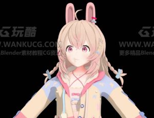 可爱三渲二兔女孩Blend模型