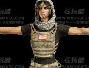 中东沙漠美国女雇佣兵Blend模型