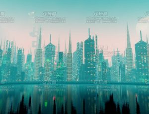 绿色科幻氛围城市场景Blend工程源文件