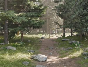 树林石头小道场景Blend工程源文件