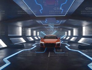 未来科幻汽车展厅场景Blend工程源文件