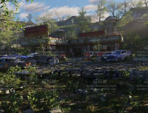 高精度树林废弃加油站场景Blend工程源文件