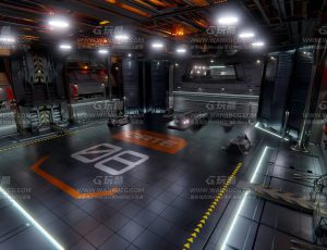 高细节未来科幻世界机械维修加工厂场景Blend工程源文件