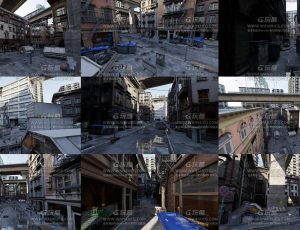 大型高细节废弃城市街道大场景Blend工程源文件
