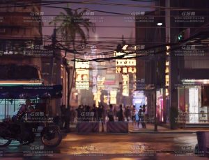 热闹的香港街道动画场景Blend工程源文件